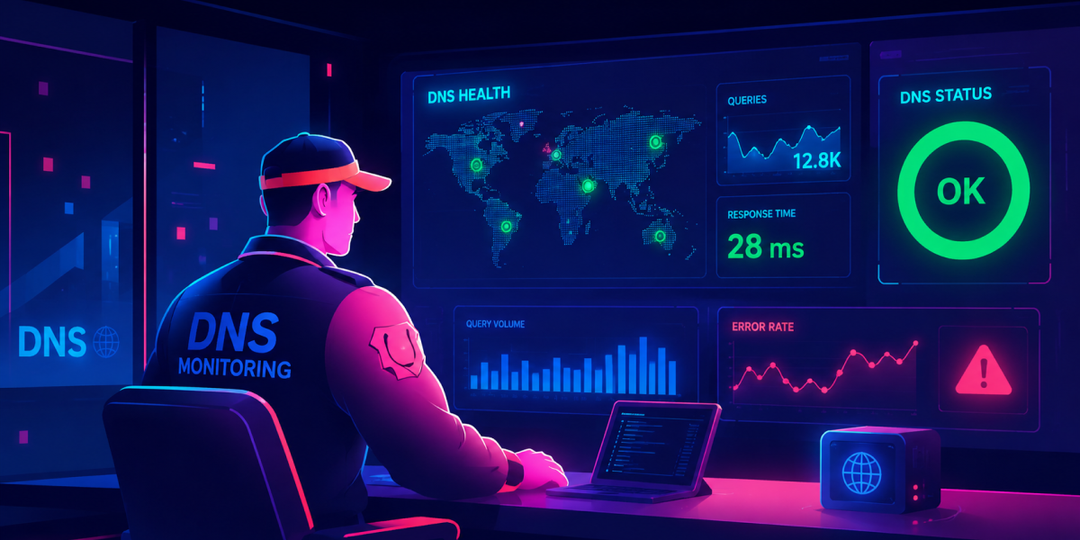 DNS monitoring dashboard showing DNS health and performance